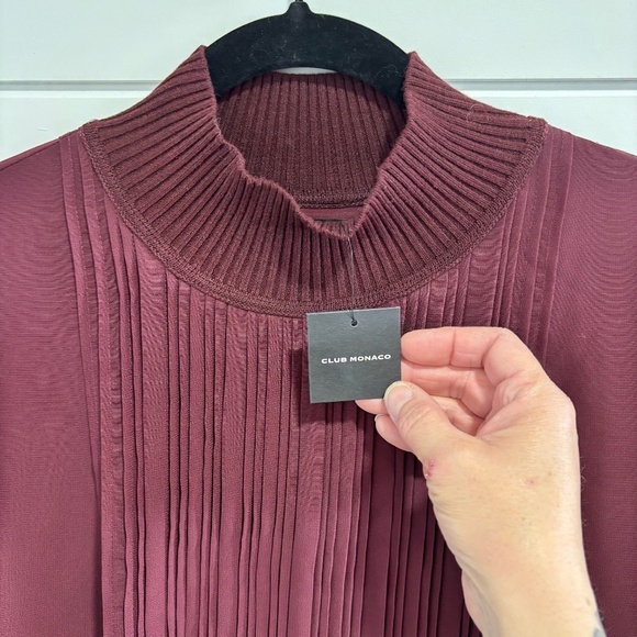 Club Monaco NWT pin tuck ribbed dress burgundy size 4 - Picture 4 of 16